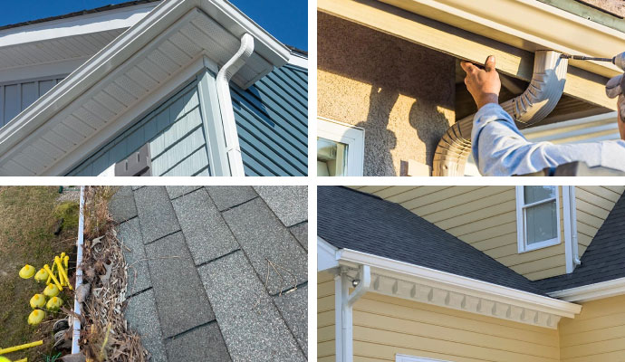 Collage of different types of installed gutter