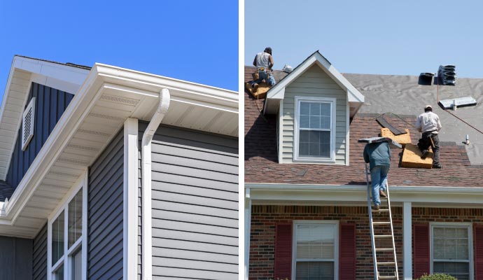 Collage of gutter and roof services