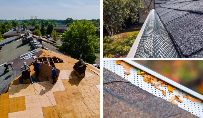 collage of roofing services and gutter cleaning