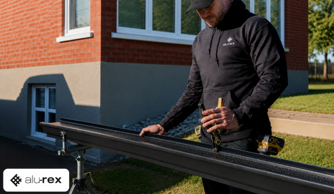 Expert installing Alu-Rex gutter system