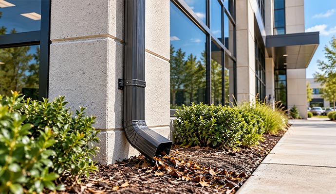 Commercial downspout outlet leaves