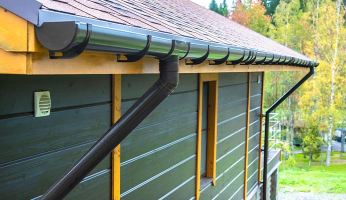 Aluminum gutter installed on a residential roof