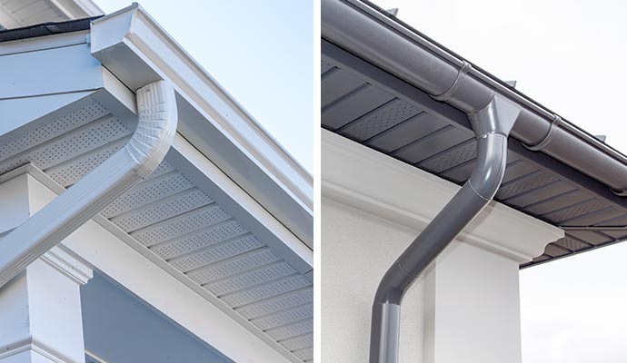 Collage of lifetime and traditional gutters
