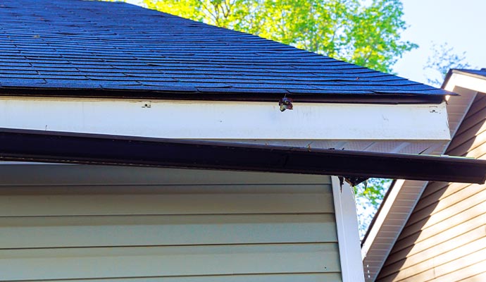Damaged roof gutter