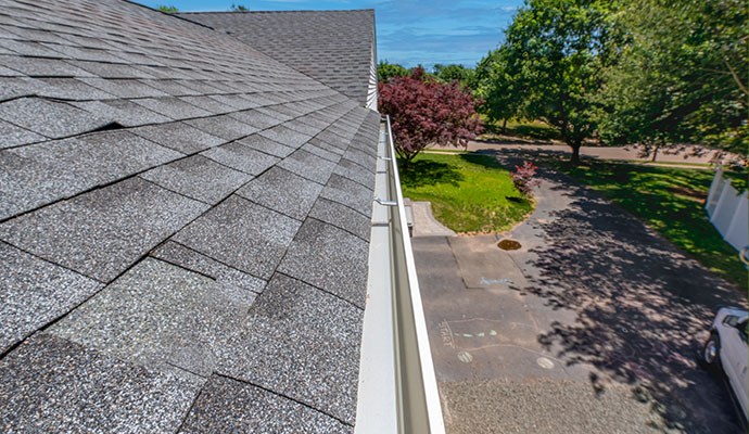 Clean roof gutter shingles