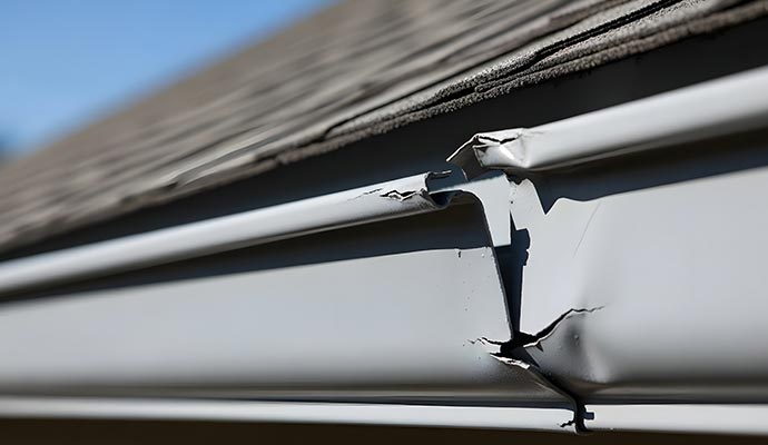 Hail damaged gutter system