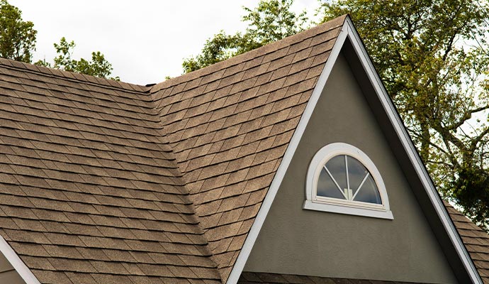 Modern asphalt shingle roof residential house