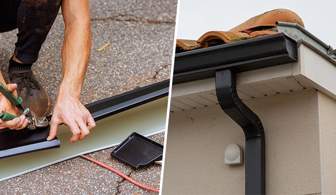 Collage of gutter replacement and repair