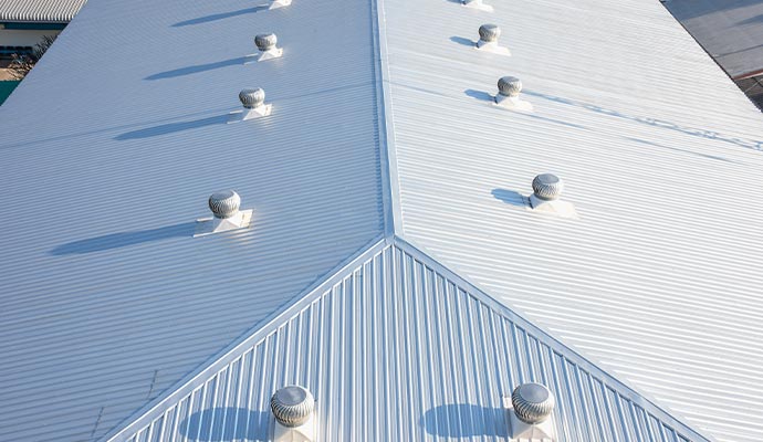 Newly installed metal roof
