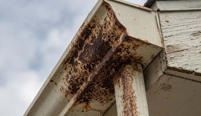 Rusted gutter and downspout