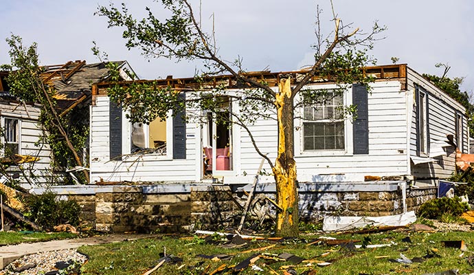 Storm damaged area