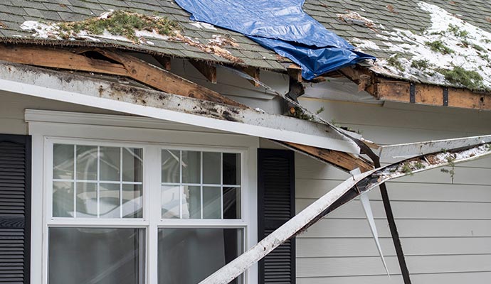 Storm damaged roof